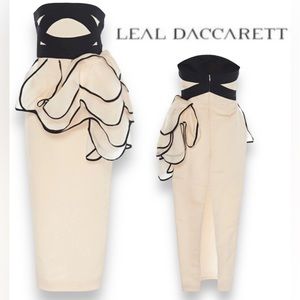 6 NWT LEAL DACCARETT PEONIA RUFFLE-EMBELLISHED STRAPLESS PENCIL DRESS MSRP $2847